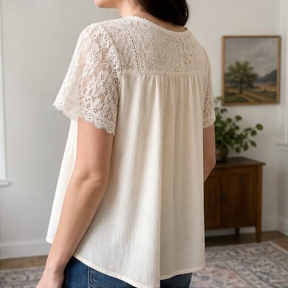 Cream Ruffle Blouse - Picture 3 of 6